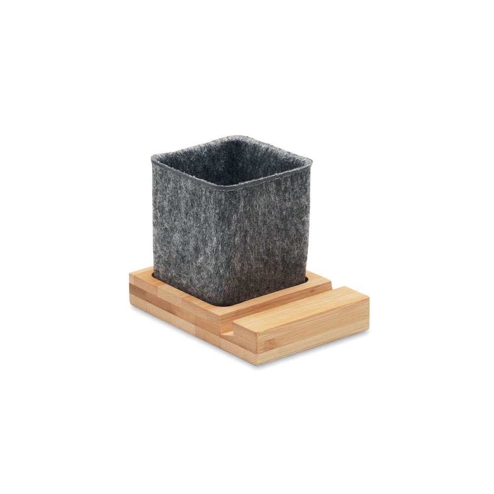 OROSTAN Pen holder with bamboo base and stand phone holder