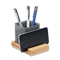 OROSTAN Pen holder with bamboo base and stand phone holder