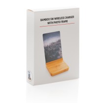 Bamboo 5W wireless charger with photo frame