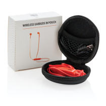 Wireless earbuds in pouch
